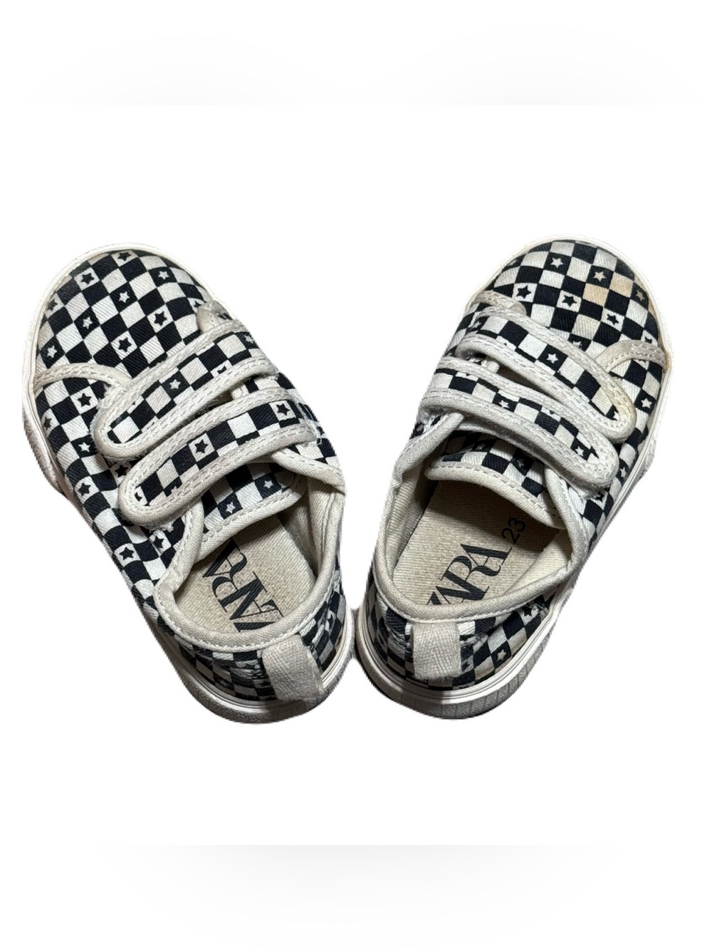 Zara Kids Checkerboard Star Velcro Sneakers Size 23